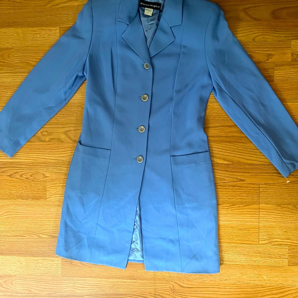 Bianca Nygard Blue Dress Structured Suit Jacket